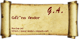 Güns Andor névjegykártya